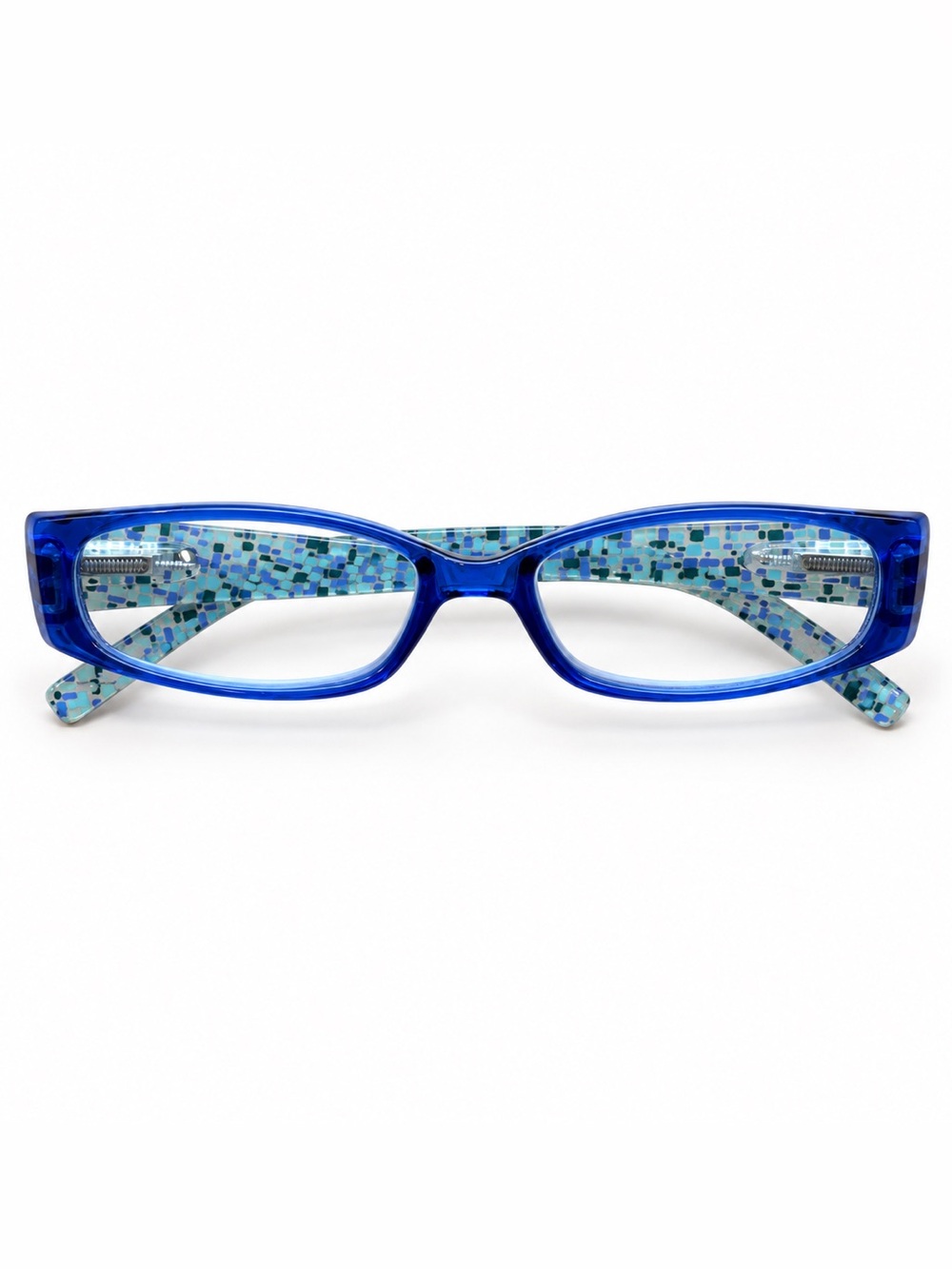 Mosaic Cobalt Blue Rectangle Spring Hinge Eyeglass Frames and Case PL0316 Ilana